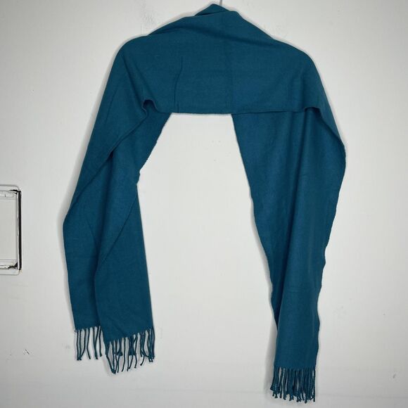 Kennedy Scotland Scarf Teal Cashmere Fringe Soft Wrap Shawl - Picture 5 of 6